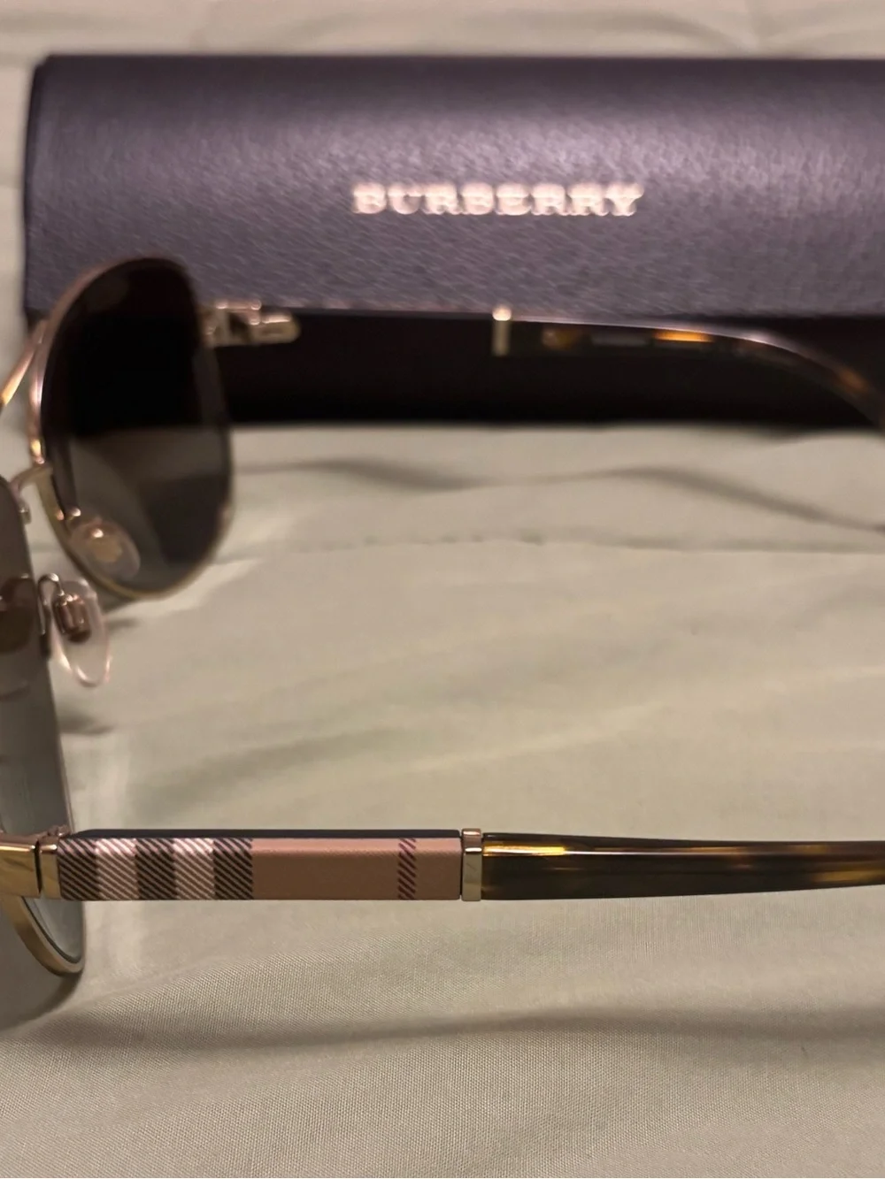 Burberry Gold Frame Brown Lens Aviator Sunglasses - Men's